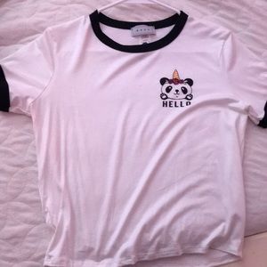 White Baseball unicorn panda  (hello) Tee